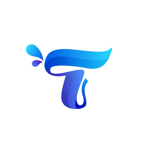 Schoon Blauw Letter Logo Met Waterspatten Druppels Vector Icoon Perfect — Stockvector