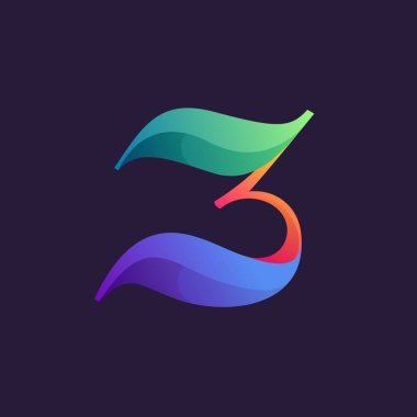 Renkli grafiklerle üç numaralı logoyu işaretleyin. Etkileyici etiketler, kumarhane manşetleri, tiyatro posterleri, fütüristik kimlik vs. için vektör klasik yazı tipi.