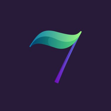 Renkli grafiklerle dolu yedi numaralı logoyu işaretleyin. Etkileyici etiketler, kumarhane manşetleri, tiyatro posterleri, fütüristik kimlik vs. için vektör klasik yazı tipi.