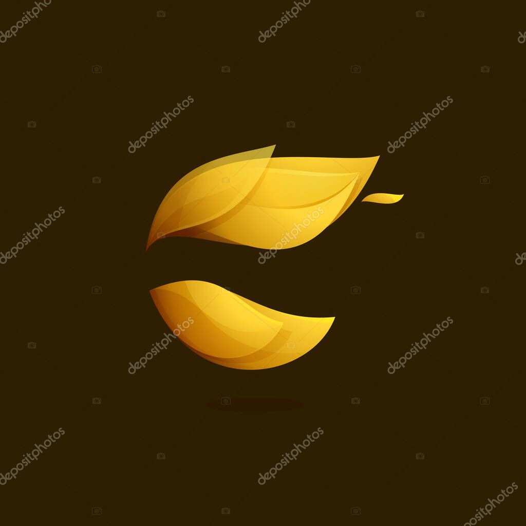 Abstract sphere logo with feather or fire elements. Vector themplate for internet marketing labels, infinite icon, yin yang identity etc.