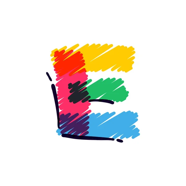 Letra Logotipo Mão Desenhada Com Lápis Cor Fonte Infantil Vetor —  Vetores de Stock