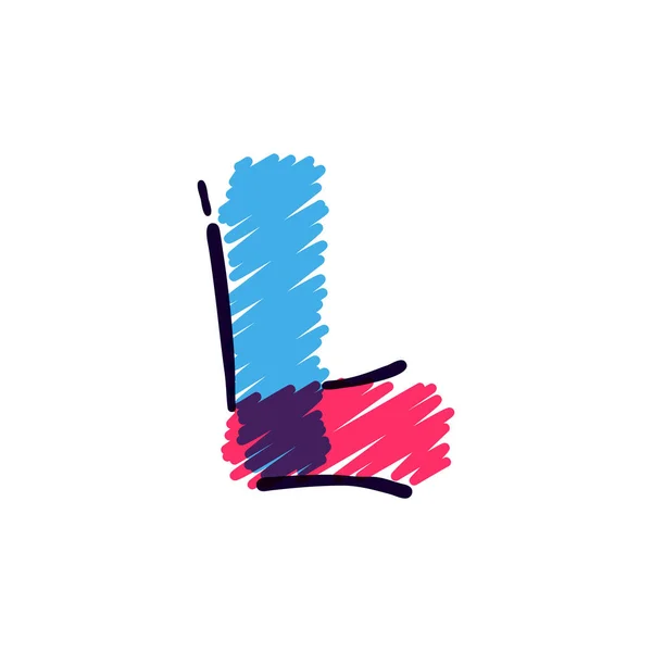 Letra Logo Dibujado Mano Con Lápices Colores Fuente Infantil Vectorial — Vector de stock