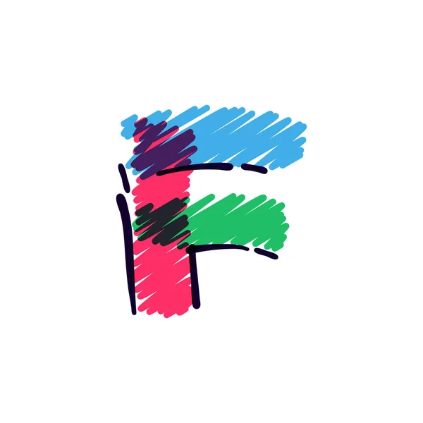 Lettre Logo Dessiné Main Avec Des Crayons Couleur Fonte Vectorielle — Image vectorielle