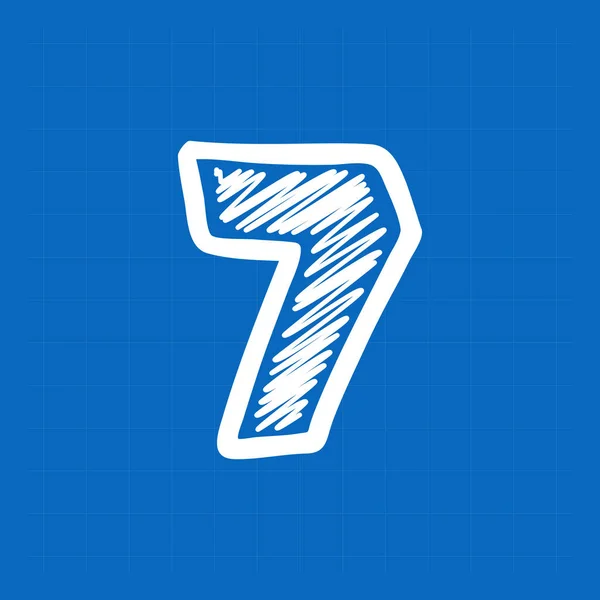 Nummer Sieben Logo Auf Blauem Papier Hintergrund Perfekte Schrift Für — Stockvektor