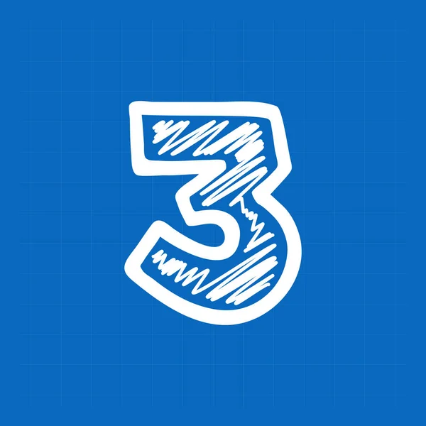 Номер Третій Логотип Фоні Паперу Ідеальний Шрифт Ескізу Інфографічного Друку — стоковий вектор