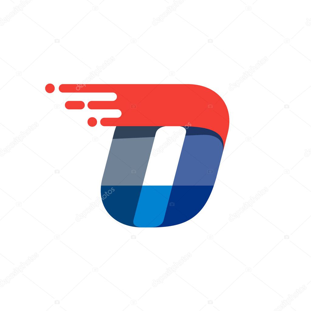 Number zero fast speed motion logo. Oblique font with red line for sportswear labels, delivery poster, racing identity, taxi cards etc.
