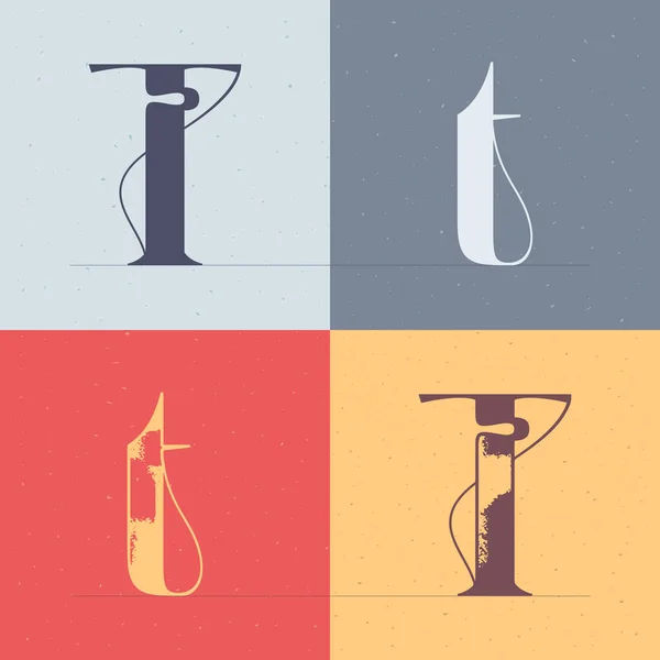 Λογότυπο Γράμμα Κομψή Διακόσμηση Γραμμή Τέσσερα Σετ Γραμματοσειρών Serif Στυλ — Διανυσματικό Αρχείο