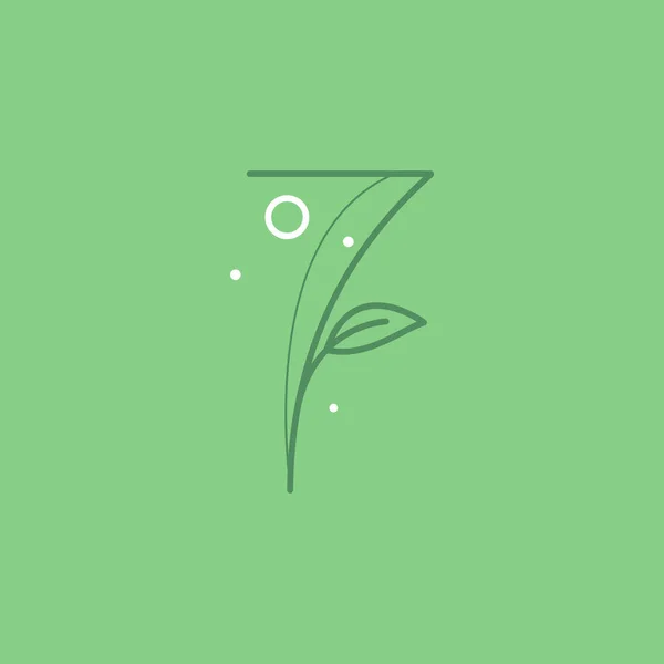 Logotipo Número Sete Com Gracioso Com Lua Estrelas Folhas Decoração — Vetor de Stock