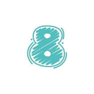 Çocuksu balmumu pastel boyalarla sekiz numaralı logo yazı stili çiziyor. Sevimli çocuklar için parlak renkli yazı tipi, komik el işi paketi, canlı poster, vs..