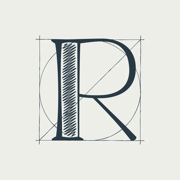Logo Čarami Konstrukční Mřížky Vektorové Vinobraní Serif Znak Ideální Pro — Stockový vektor