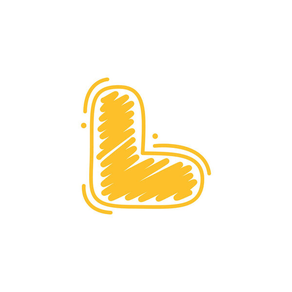 L letter logo in childish wax crayons scribbles style. Bright colorful font for cute kids identity, funny craft package, vibrant poster, etc.