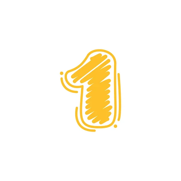 Νούμερο Ένα Λογότυπο Παιδικό Στυλ Από Κηρομπογιές Φωτεινή Πολύχρωμη Γραμματοσειρά — Διανυσματικό Αρχείο