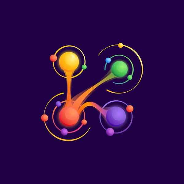 Logo Písmene Atomovými Drahami Vektorové Živé Ikony Ideální Pro Použití — Stockový vektor