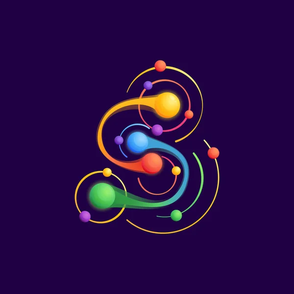 Atom Yörüngeli Harfi Logosu Herhangi Bir Bilim Etiketinde Teknoloji Posterlerinde — Stok Vektör