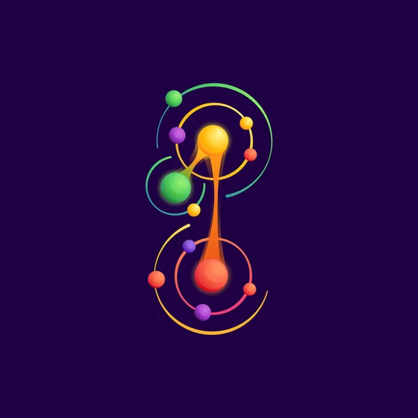 Number One Logo Atoms Orbits Vector Vivid Icon Perfect Use — Stock Vector