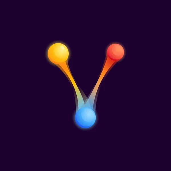 Letter Logo Met Kleurrijke Bollen Stippen Verbindingslijnen Vector Technologie Icoon — Stockvector