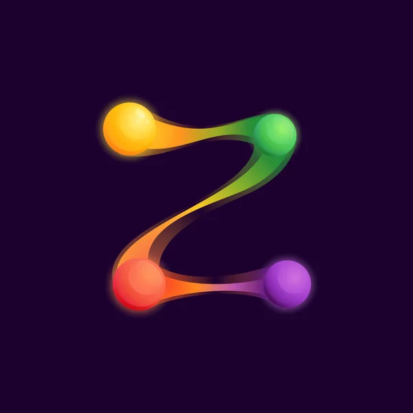 Логотип Літери Різнокольоровими Сферами Або Точками Лініями Язку Піктограма Векторних — стоковий вектор