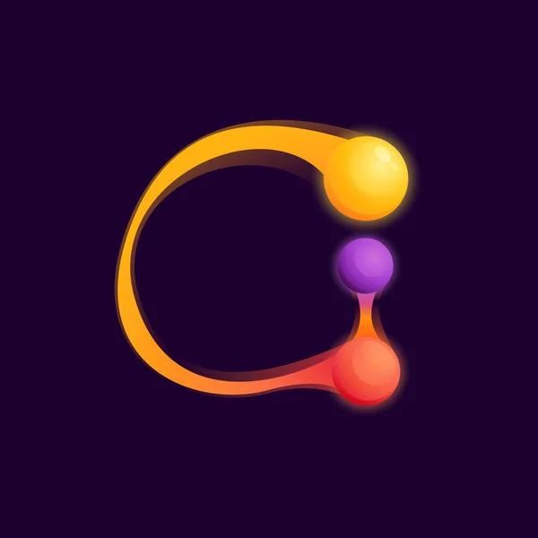 Logo Lettre Avec Sphères Points Colorés Lignes Connexion Icône Technologie — Image vectorielle