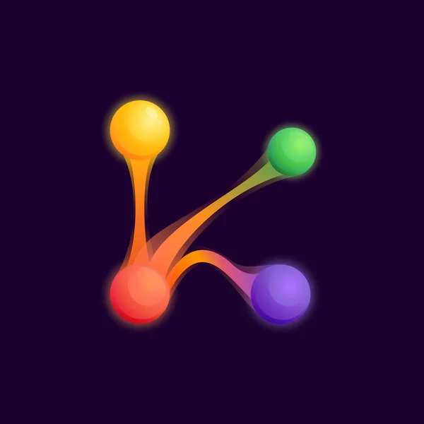 Logo Litery Kolorowymi Kulami Lub Kropkami Liniami Łączącymi Ikona Technologii — Wektor stockowy
