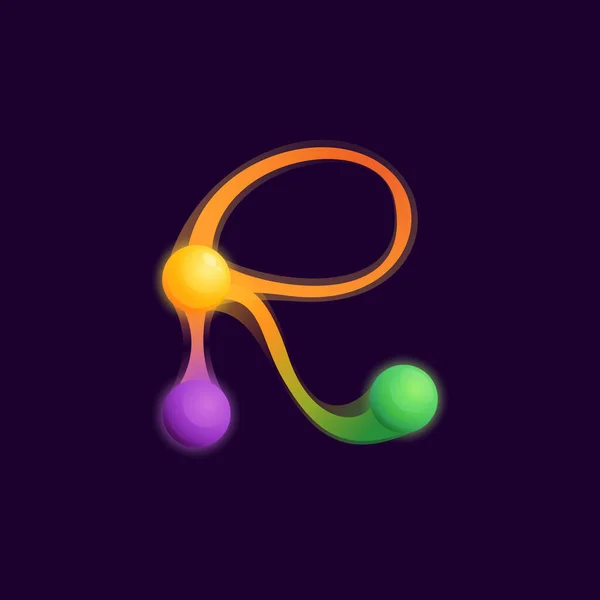 Letter Logo Colorful Spheres Dots Connecting Lines Vector Technology Icon — Stock Vector