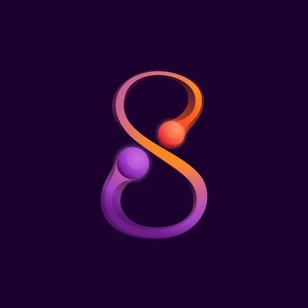 Logo Numéro Huit Avec Des Sphères Des Points Colorés Des — Image vectorielle