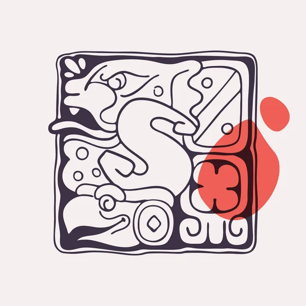 アステカスタイルの手紙S初期 ハゲタカとヒョウの顔を持つネイティブアメリカのフォント あなたは歴史のロゴ 戦争エンブレム 先住民の入れ墨のデザインとスポーツのアイデンティティでそれを使用することができます — ストックベクタ