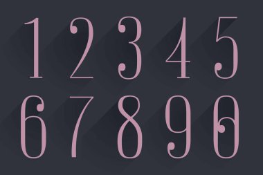 Yoğunlaştırılmış serif numaraları ayarlandı. Zarif markalaşma, lüks etiket, düğün davetiyesi, klasik düzen ve daha fazlası için mükemmel..