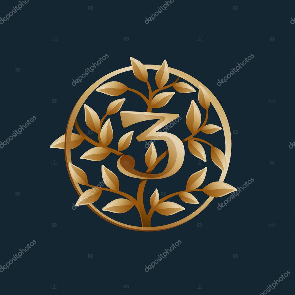 Golden Tree Number Three Logo Vintage Circle Vector Emblem Premium Typeface For Real Estate Layout Luxury Card Elegant Presentation Glamour Label Fashion Posters Boutique Icon Etc Premium Vector In Adobe Illustrator Golden Tree Number Three Logo Vintage Circle Vector Emblem Premium Typeface For Real Estate Layout Luxury Card Elegant Presentation Glamour Label Fashion Posters Boutique Icon Etc Premium Vector In Adobe Illustrator