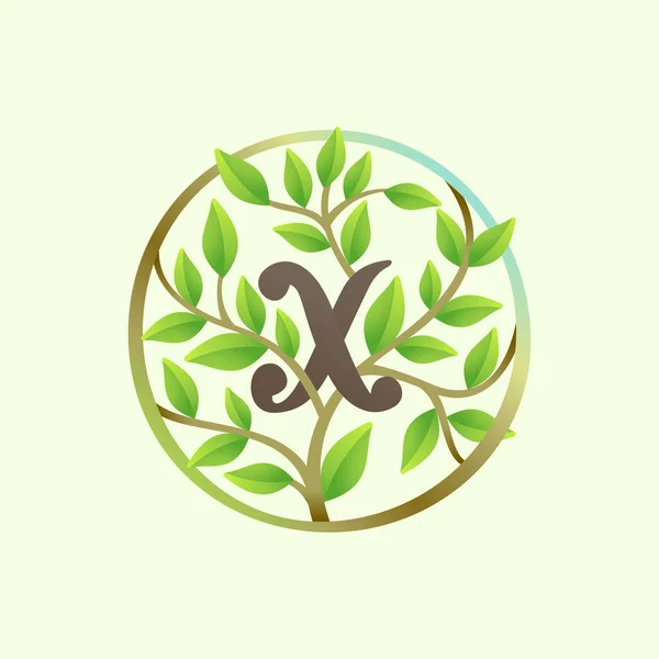 Betű Logó Eltorzult Faágakból Zöld Levelekből Ökológia Vektor Betűtípus Vegán — Stock Vector
