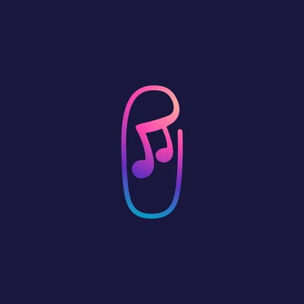 Logotipo Letra Com Nota Musical Ícone Linha Vetorial Para Empresa —  Vetores de Stock