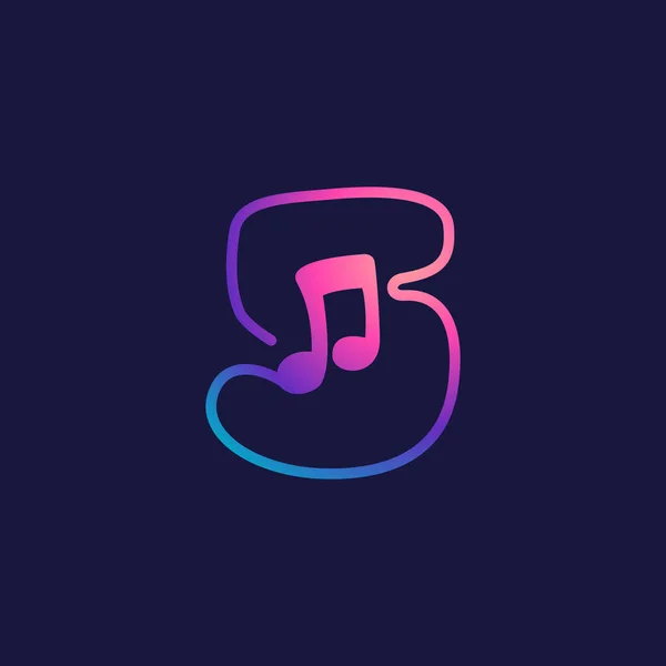 Logotipo Número Cinco Com Nota Musical Ícone Linha Vetorial Para —  Vetores de Stock