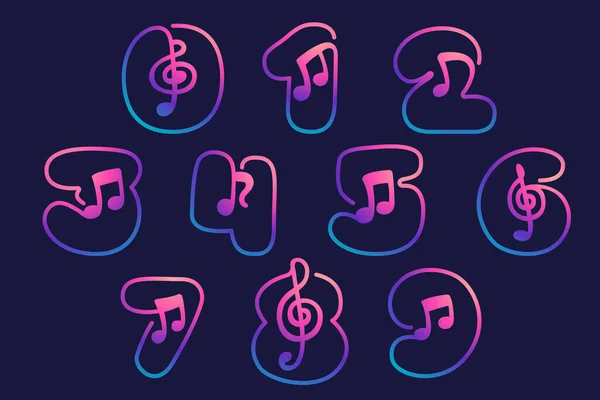 숫자들은 음악적음 정해진다 오디오 회사의 아이콘 사운드 미디어 싱어와 포스터 — 스톡 벡터
