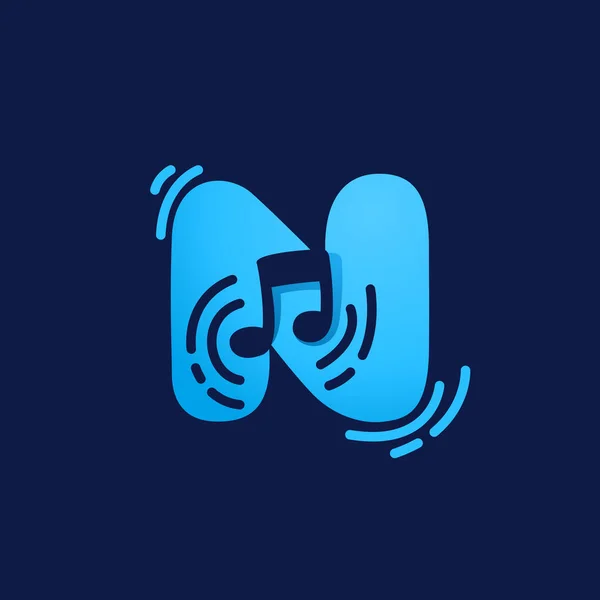Logotipo Letra Com Nota Musical Vetor Ícone Estilo Espaço Negativo —  Vetores de Stock
