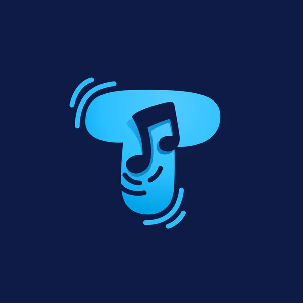 Логотип Let Музичною Нотою Піктограма Векторного Негативного Простору Компанії Sound — стоковий вектор