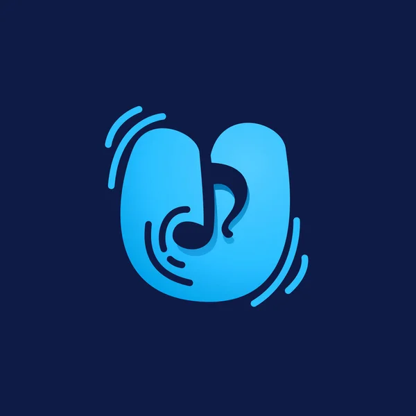 Letter Logo Music Note Vector Negative Space Style Icon Sound — 스톡 벡터