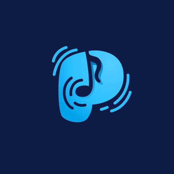Logotipo Letra Com Nota Musical Vetor Ícone Estilo Espaço Negativo —  Vetores de Stock