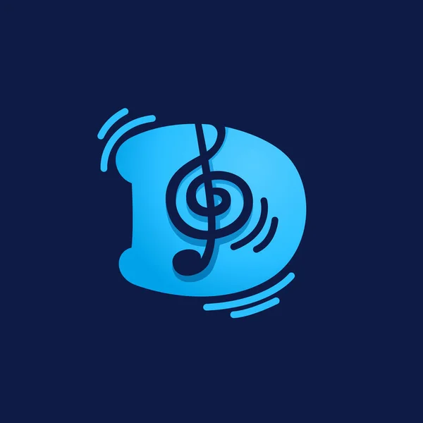 Логотип Let Музичною Нотою Піктограма Векторного Негативного Простору Компанії Sound — стоковий вектор