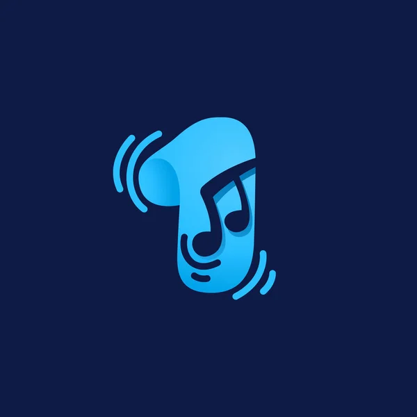 Logotipo Número Uno Con Nota Musical Icono Estilo Espacio Negativo — Vector de stock