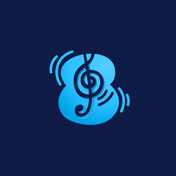 Logotipo Número Oito Com Nota Musical Vetor Ícone Estilo Espaço —  Vetores de Stock