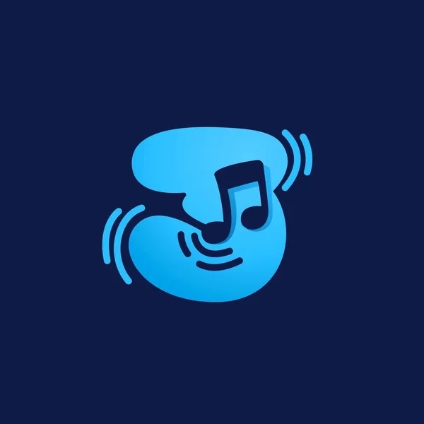 Logo Numer Trzy Nutą Muzyczną Wektorowa Ikona Negatywnego Stylu Przestrzeni — Wektor stockowy