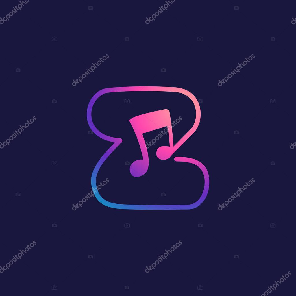 Letter Z logo with musical note. Vector line icon for Audio company, Sound media magazine, Singer and DJ poster.