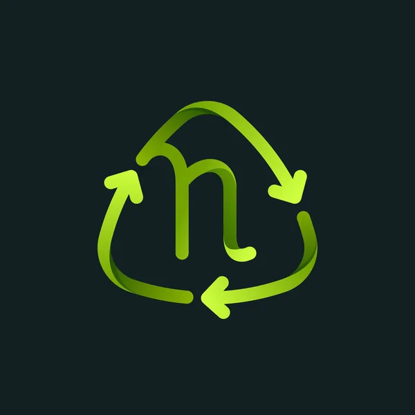 Symbole Recyclage Avec Lettre Ligne Logo Panneau Réutilisation Vert Avec — Image vectorielle