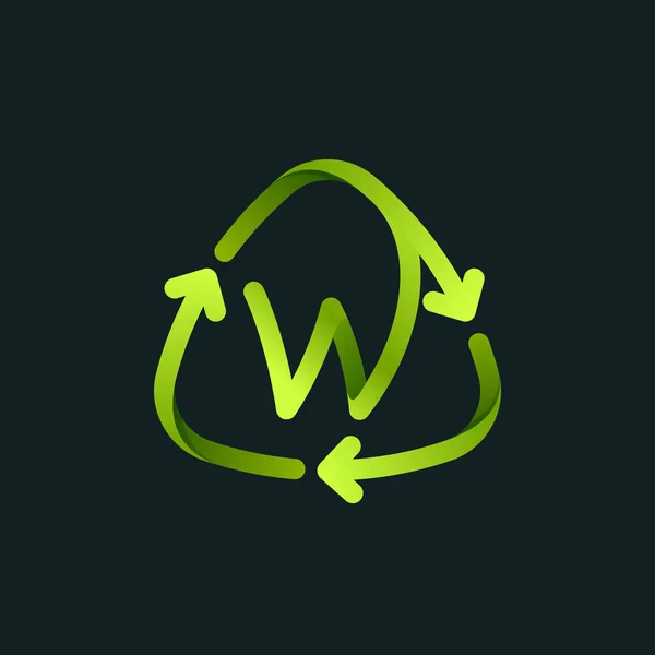 Symbole Recyclage Avec Logo Ligne Lettre Panneau Réutilisation Vert Avec — Image vectorielle
