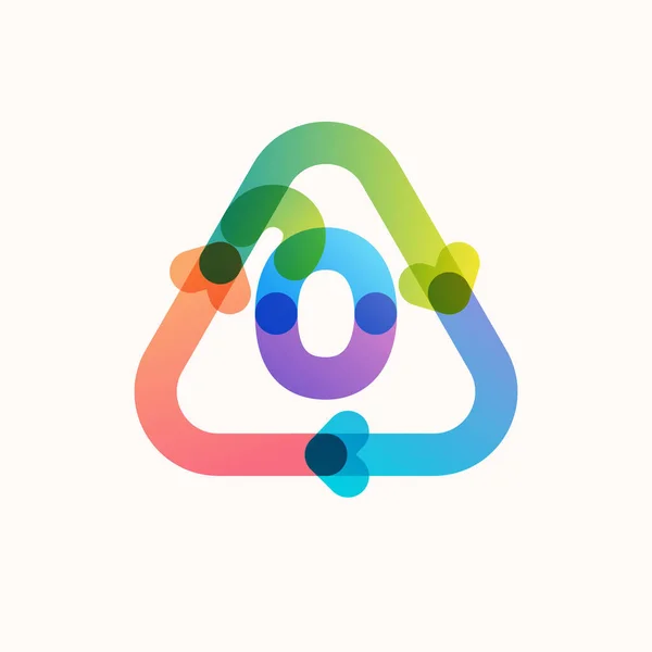 Numéro Zéro Logo Intérieur Forme Triangulaire Symbole Recyclage Avec Des — Image vectorielle