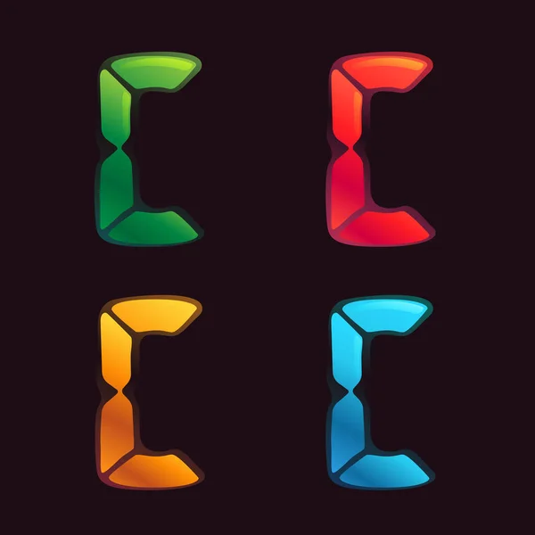 Logo Lettera Stile Sveglia Caratteri Digitali Quattro Combinazioni Colori Identità — Vettoriale Stock