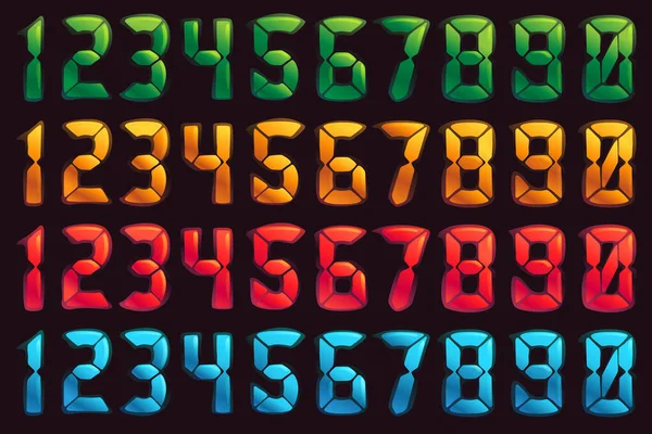 Numeri Impostati Stile Sveglia Caratteri Digitali Quattro Combinazioni Colori Identità — Vettoriale Stock