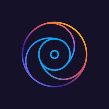 O harf bir satır renkli logo. Sosyal ağ uygulamanız, eğlenceli avatarınız veya kurumsal kimliğiniz için çok renkli vektör simgesini çember içine alın.