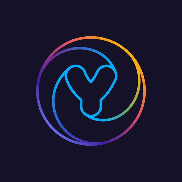 Y文字1行カラフルなロゴ あなたのソーシャルネットワークアプリ 楽しいアバターや企業のアイデンティティのための円多色ベクトルアイコン — ストックベクタ