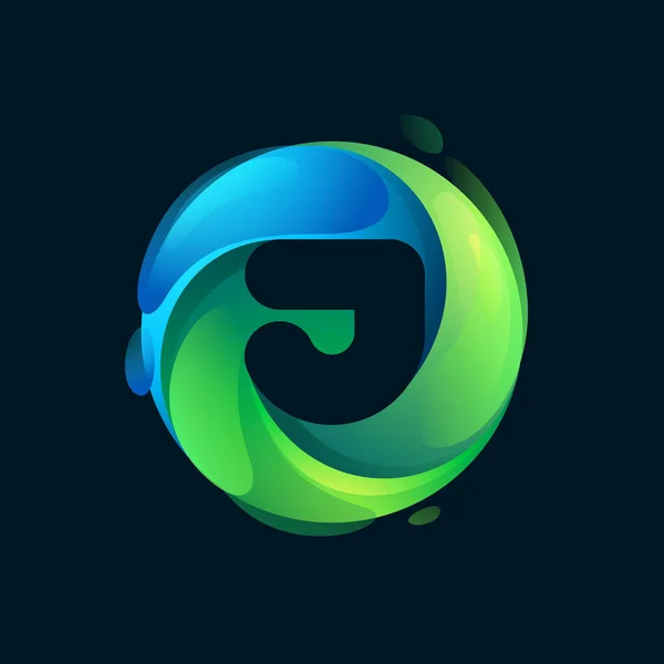 Milieuvriendelijk Letter Logo Een Wervelgroene Cirkel Negatieve Ruimte Stijl Icoon — Stockvector