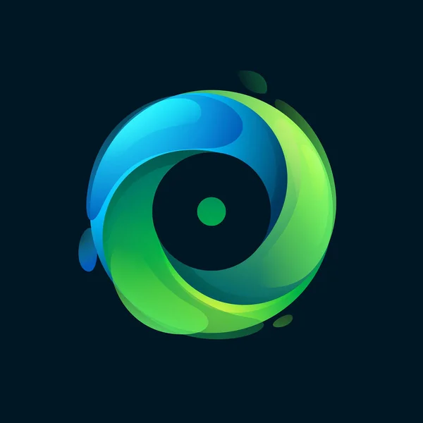 Ekologicky Šetrné Logo Písmene Uvnitř Vířícího Zeleného Kruhu Ikona Stylem — Stockový vektor